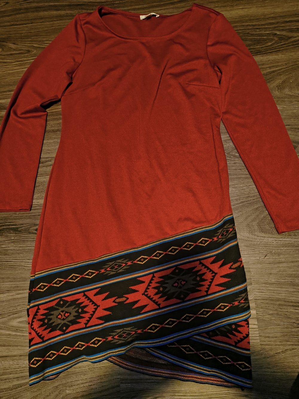Spense Red Long-Sleeve Dress with Aztec Hemband